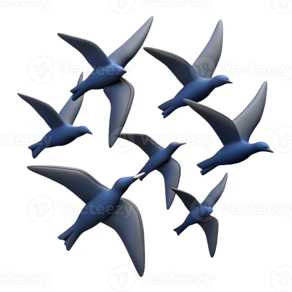 harmonious breathtaking Silhouette of a flying bird flock. Crisp edges, clean lines, flat color with Scalable Design. top-tier png