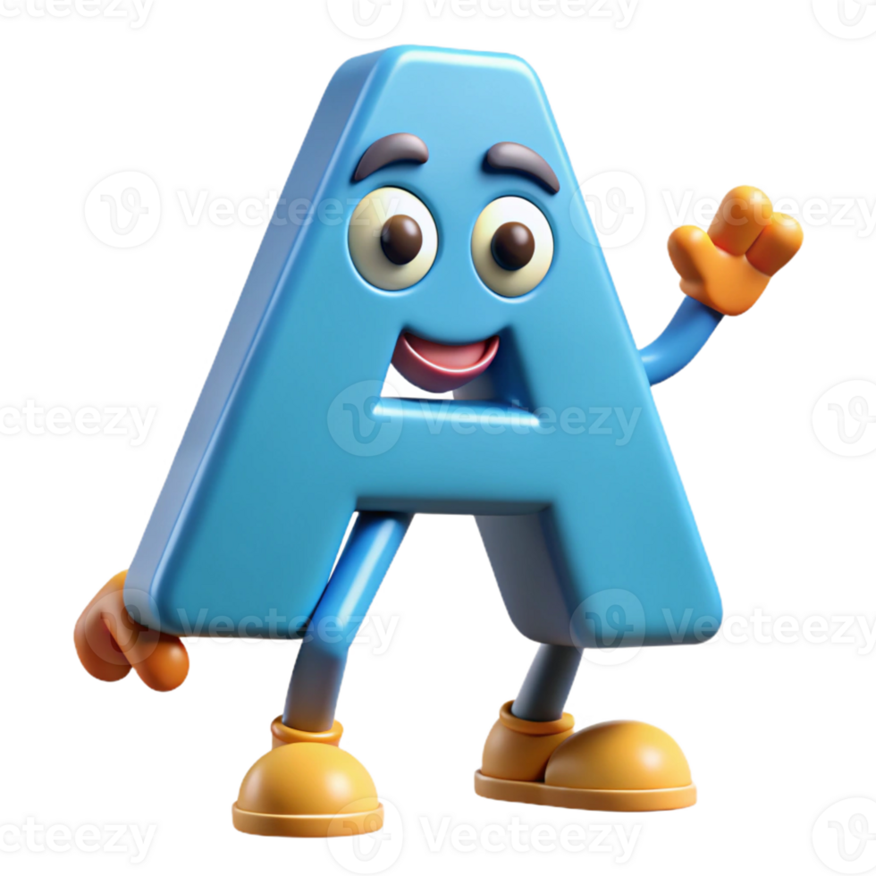 mesmerizing notable Letter A character with arms and legs. Clean lines, scalable, flat color with Scalable Design. png