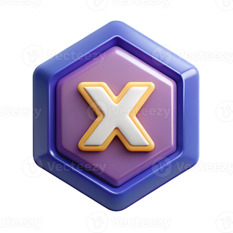 alluring rare Hexagonal badge with a bold letter X . Geometric, flat color, with Scalable Design. png