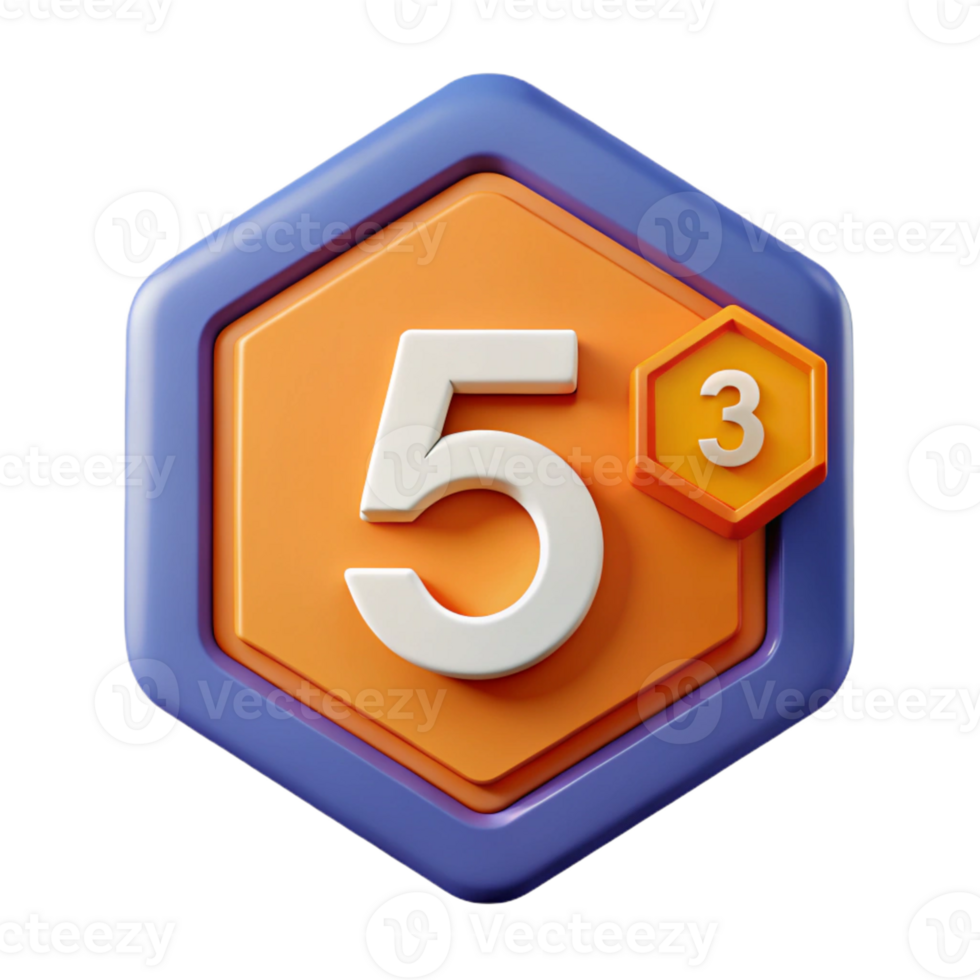 fascinating peaceful coastal Hexagonal badge with a bold number . Geometric, flat color, crisp edges with Scalable Design. top-tier png