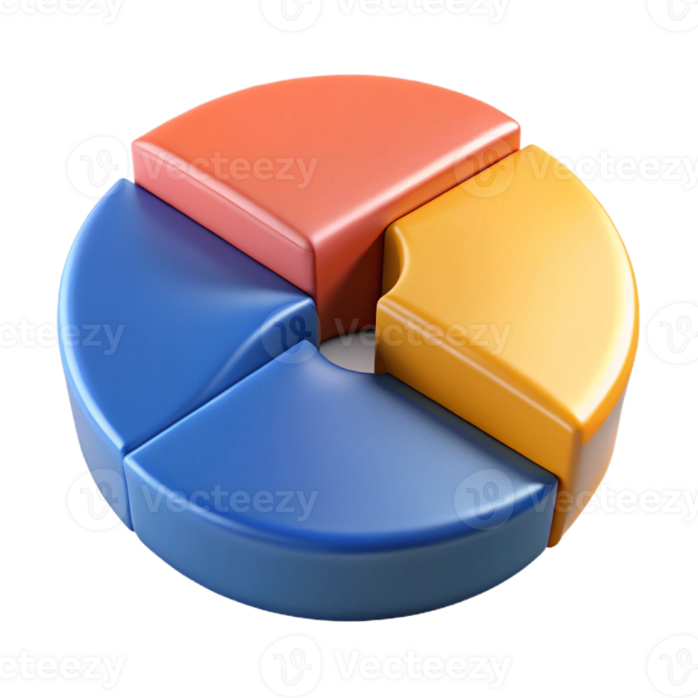 iconic minimalist Circular pie chart divided into four segments. Crisp edges, solid colors, with Scalable Design. ultra HD png