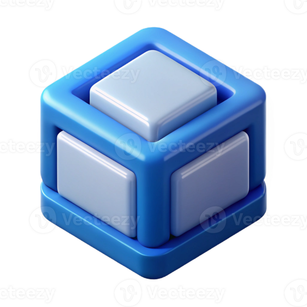 iconic creative Isometric cube representing data storage. Clean lines, crisp edges, with Scalable Design. 8K png