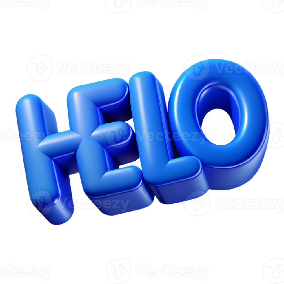 splendid dreamy surreal Bold, sans-serif HELLO in flat blue. Clean lines, crisp edges with Scalable Design. perfect clarity png