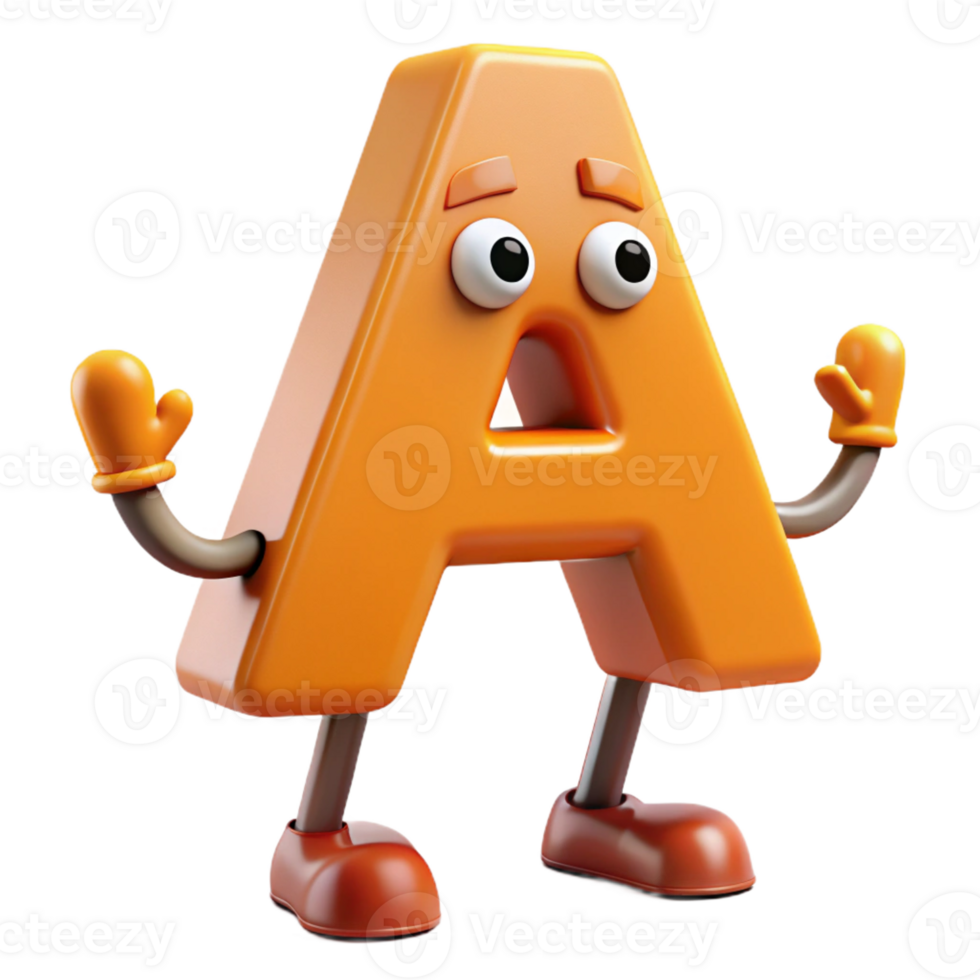 wonderful renaissance Letter A character with arms and legs. Clean lines, scalable, flat color with Scalable Design. ultra HD png