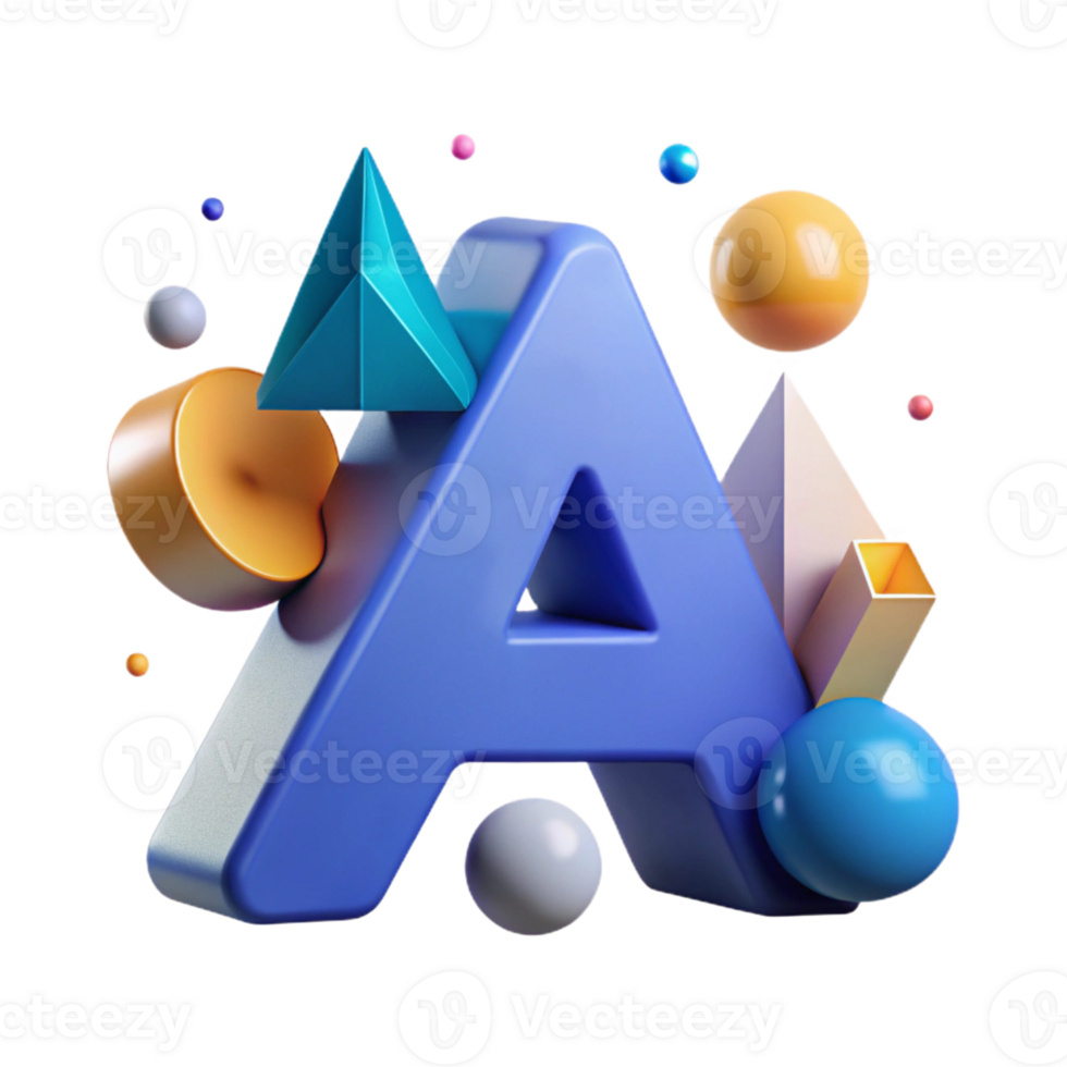 splendid ethereal creative Abstract letter A with geometric shapes. Clean lines, flat color, with Scalable Design. high resolution png