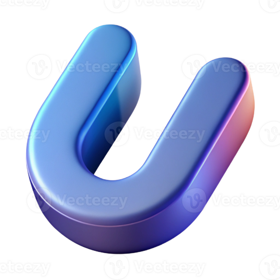 calm radiant Abstract letter U with rounded bottom. Minimal, single-weight stroke, with Scalable Design. 8K png