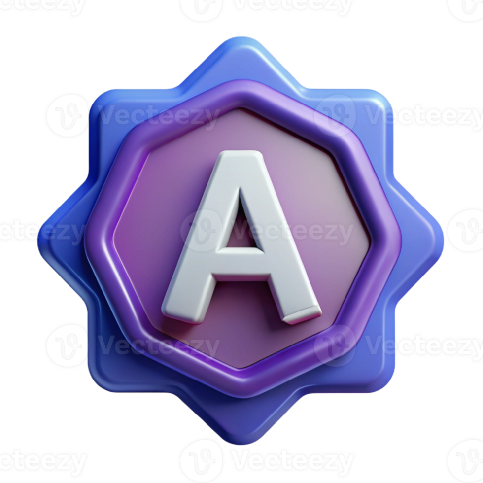 dramatic harmonious retro Letter A badge, bold and simple. Flat color, crisp edges, with Scalable Design. fine detail png