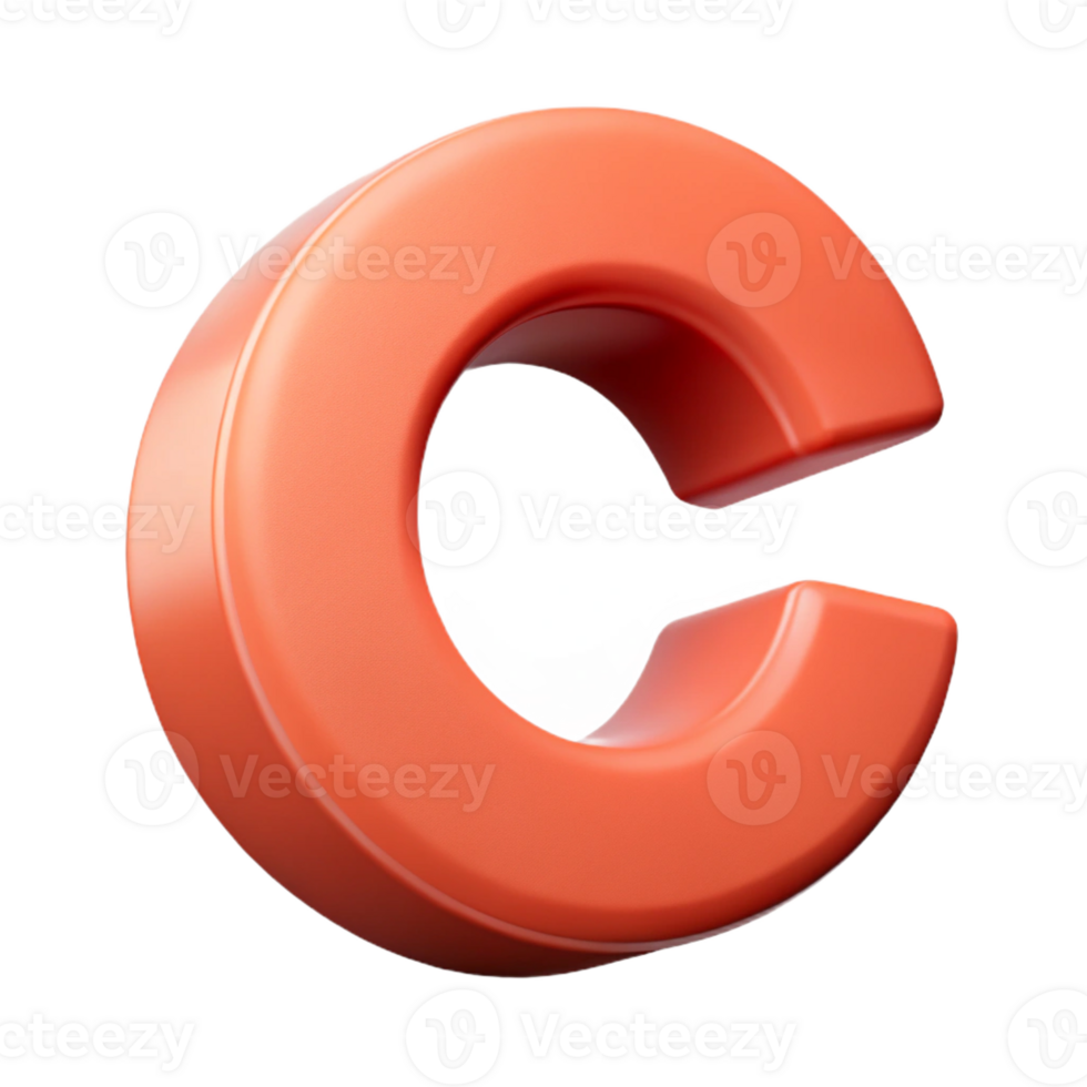 sought-after abstract Symmetrical C in flat coral. Minimal design with Scalable Design. precision png