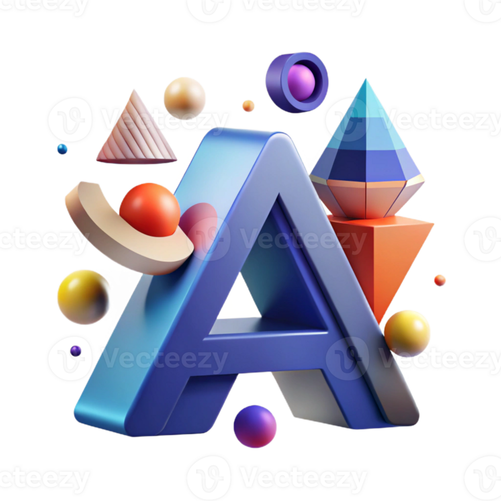 majestic futuristic Abstract letter A with geometric shapes. Clean lines, flat color, with Scalable Design. crisp png