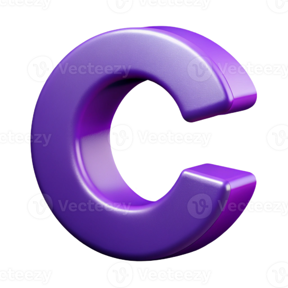 serene reflective futuristic Minimal, flat purple letter C . Sharp edges, with Scalable Design. 8K png