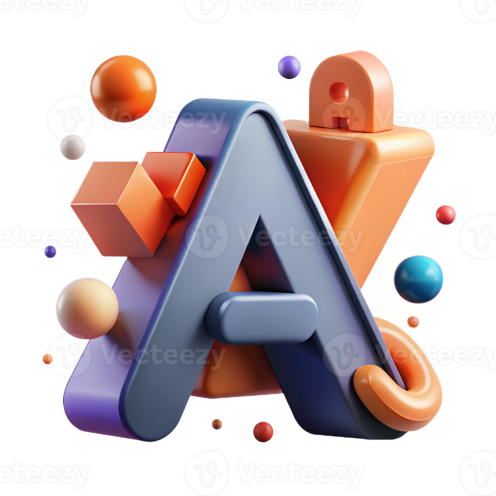 mysterious spectacular Abstract letter A with geometric shapes. Clean lines, flat color, with Scalable Design. premium png
