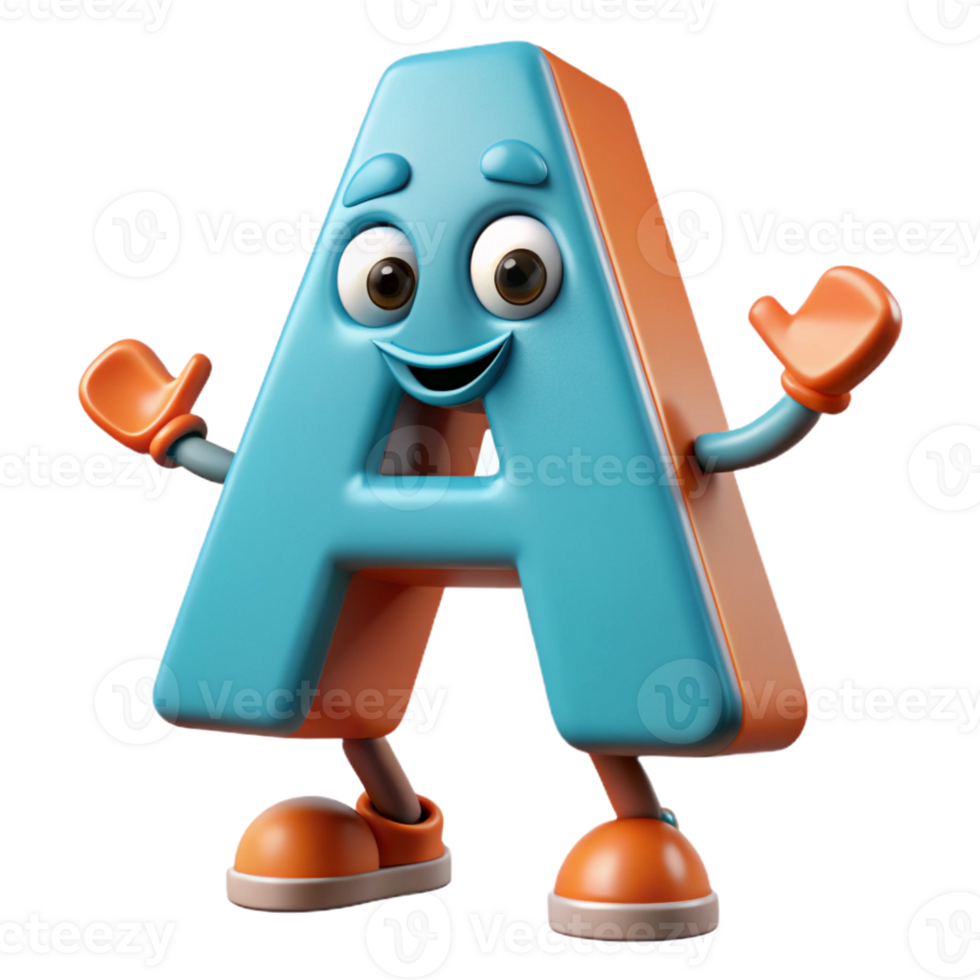 distinctive tropical Letter A character with arms and legs. Clean lines, scalable, flat color with Scalable Design. crisp png