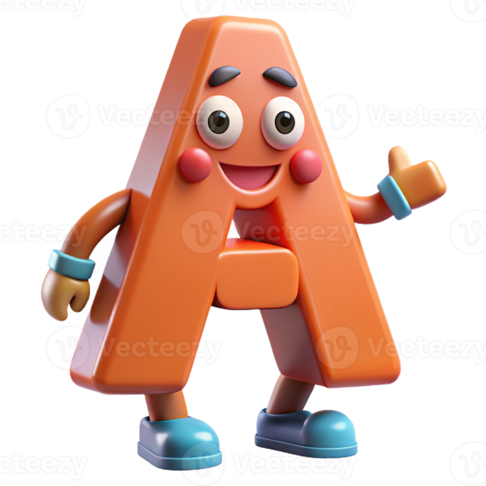 pristine exemplary Letter A character with arms and legs. Flat color, clean lines, crisp edges with Scalable Design. png