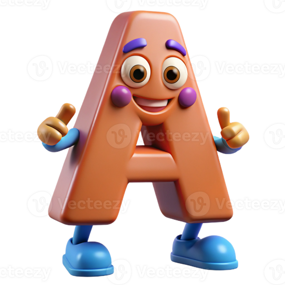 unforgettable mid-century Letter A character with arms and legs. Flat color, clean lines, crisp edges with Scalable Design. premium png