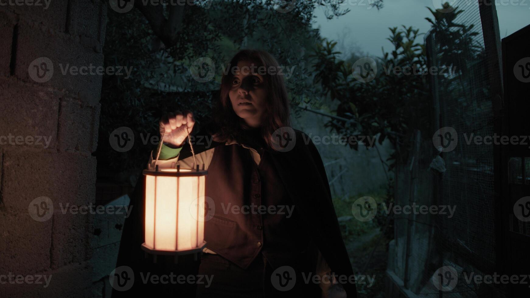 Mystery Walks Among Trees and an Abandoned House with Ghosts at Night photo