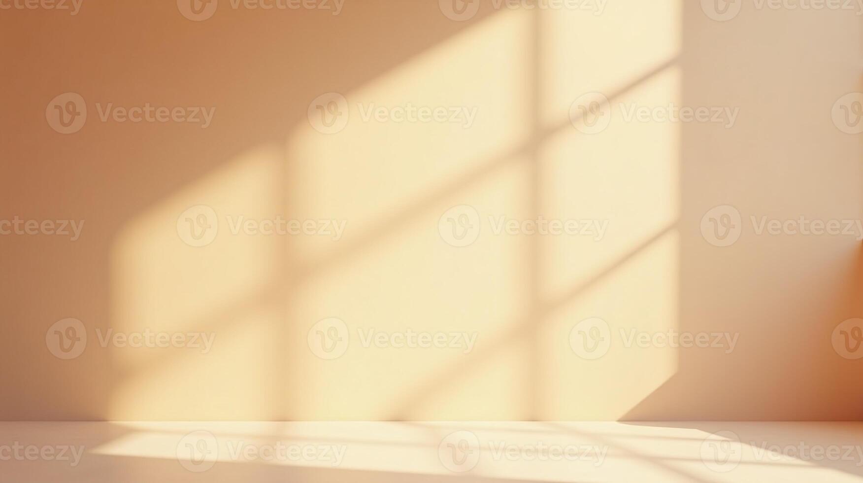 A serene composition of sunlit shadows on an elegantly painted wall. photo