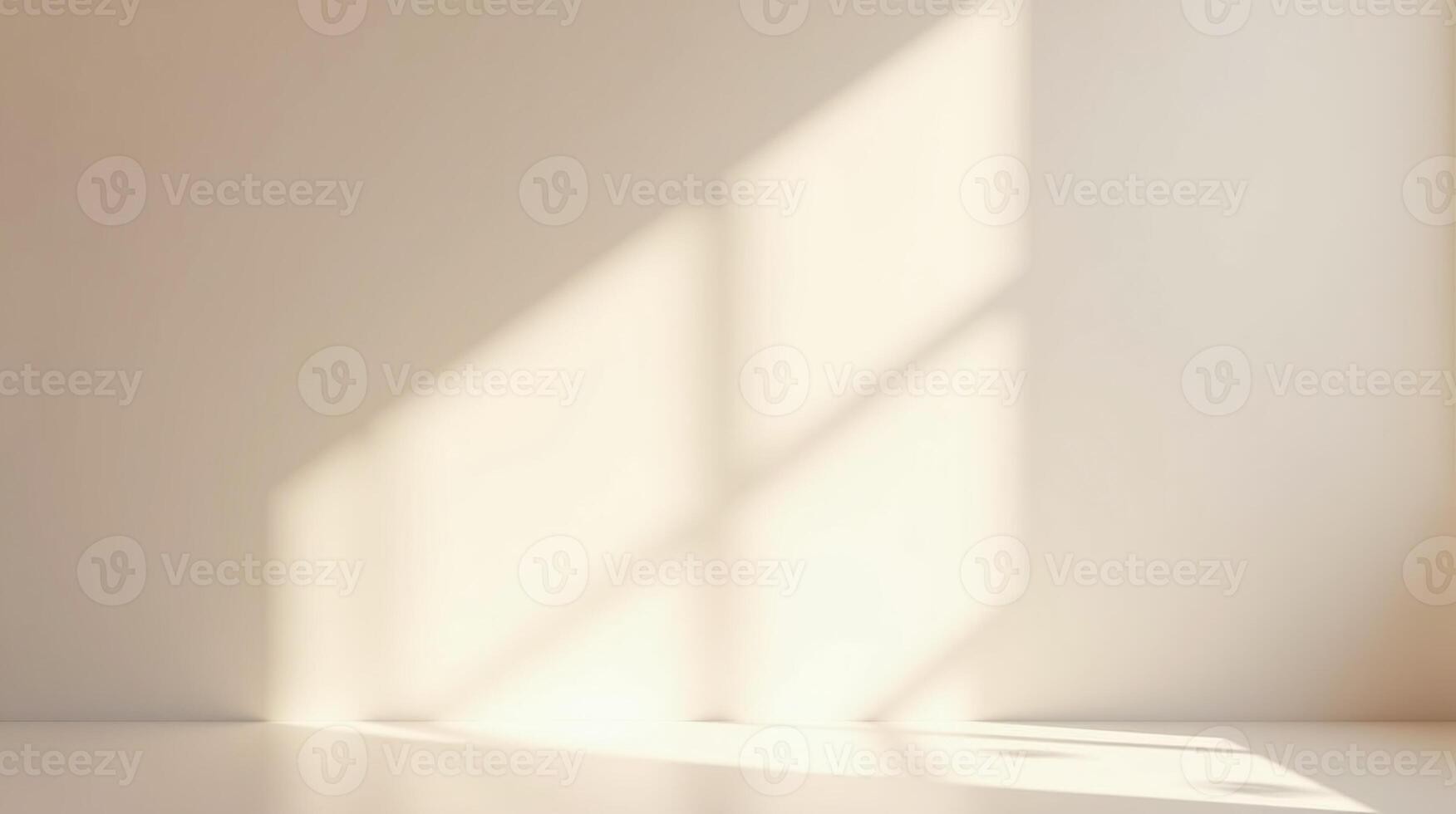 Sunlight casts geometric shadows on a pristine, cream-colored interior surface. photo