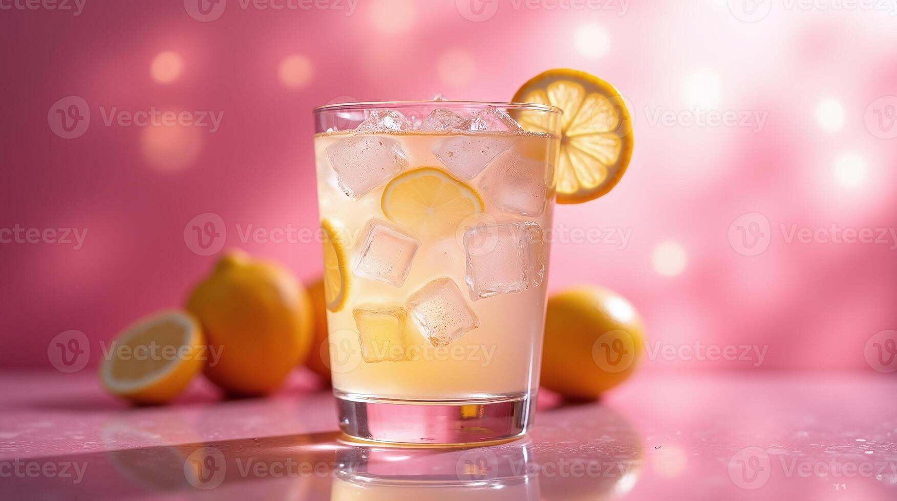 Delightful beverage, garnished with lemon slices, exudes freshness and sophistication. photo