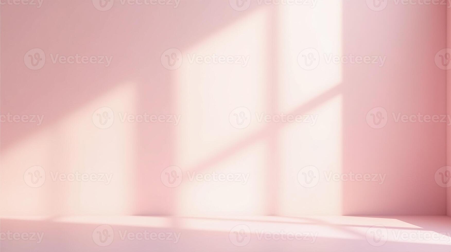 Soft light casts distinct shadows within a serene, monochromatic room. photo