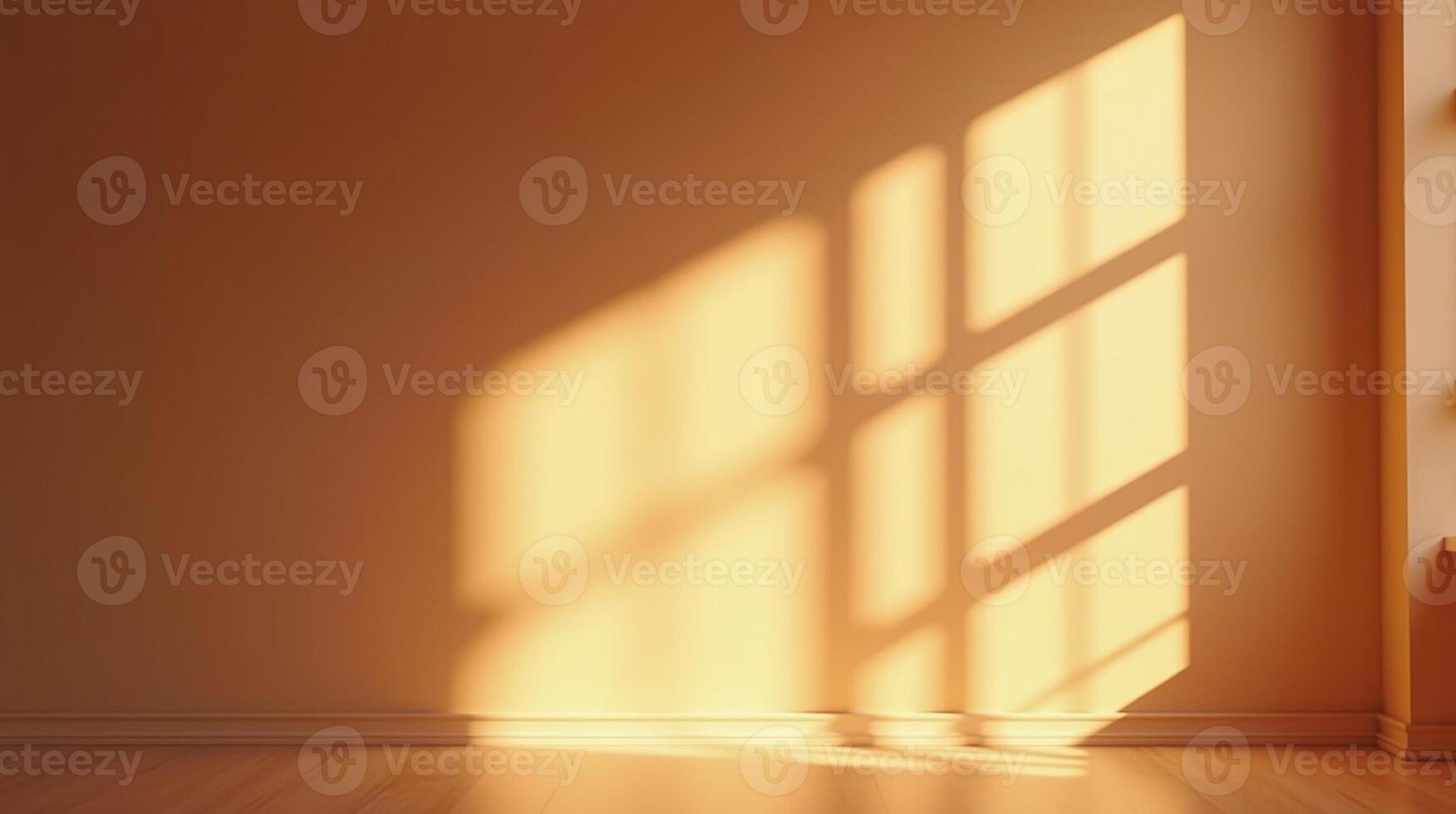 Sunlit shadows cast upon an empty, inviting room. photo