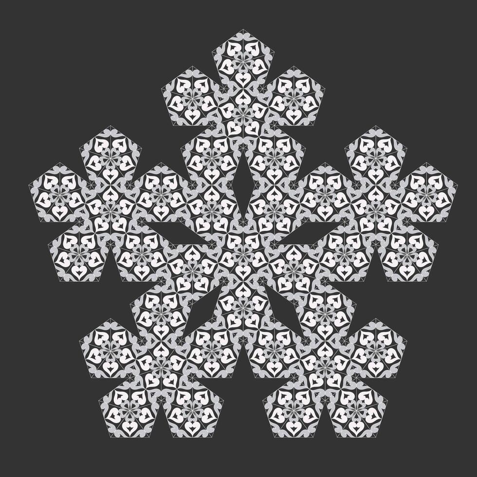 Pentagon fractal decorated with batik tumpal vector