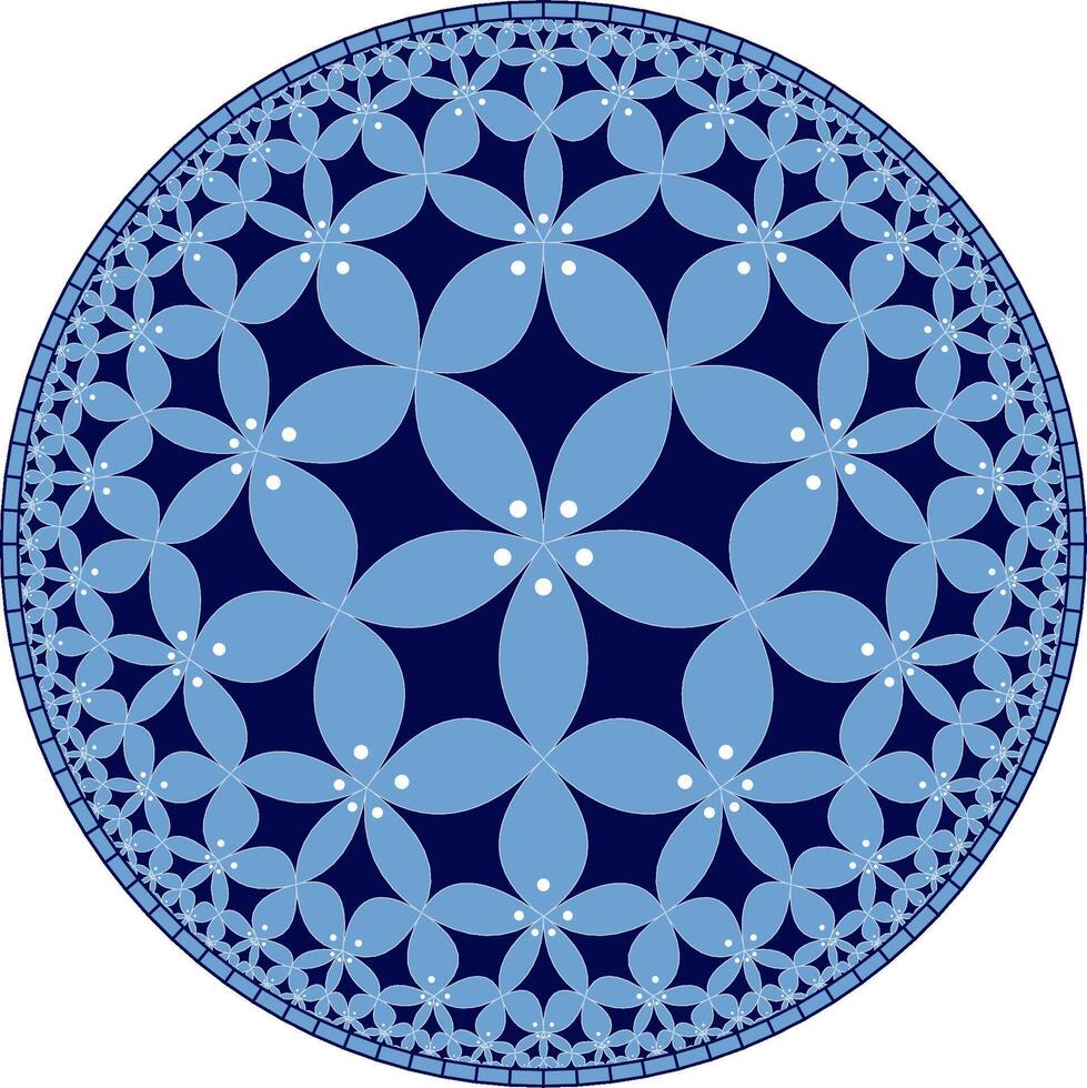 Hyperbolic Batik Kawung Tiling Art vector