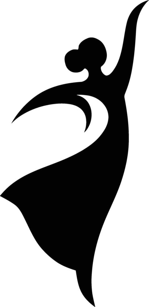 Mid Air Graceful Dancer Silhouette, Dynamic Dance Silhouette . vector