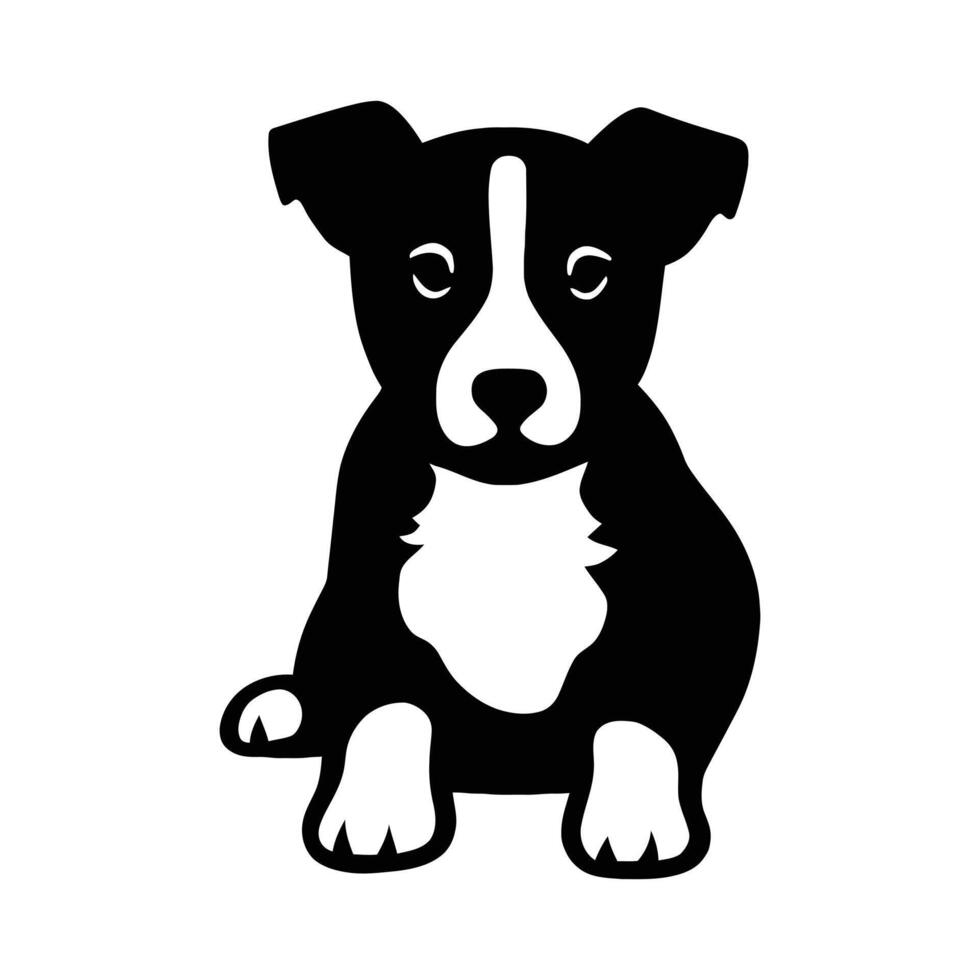 Cute puppy silhouette in black and white, Puppy silhouette for pet lovers and designers vector