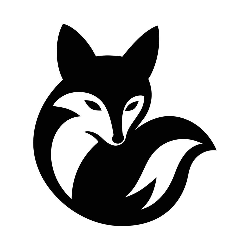 Black and White Fox Head Logo for Nature Branding, Modern Fox Silhouette Design for Wildlife Logos vector