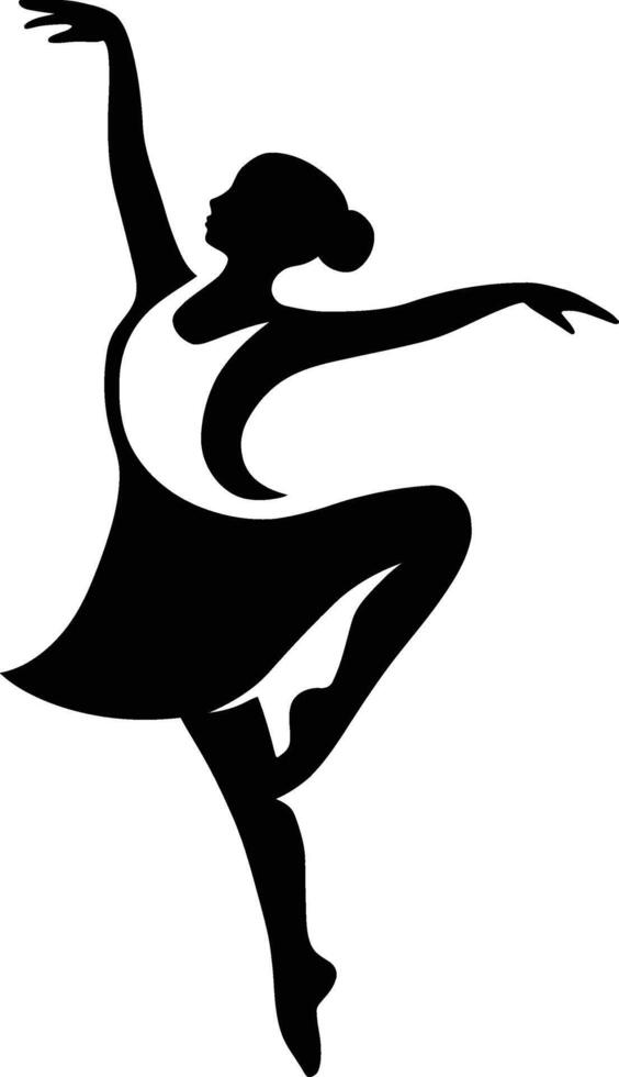 Ballerina in Mid Air Leap Silhouette, Graceful Ballet Silhouette Art. vector