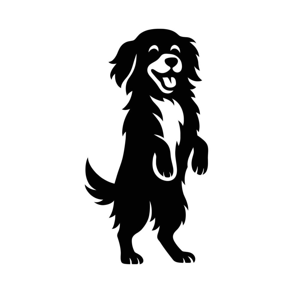 Playful dog standing silhouette design, Dog silhouette standing on hind legs vector