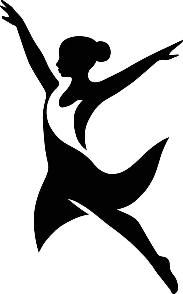 Ballerina Mid Leap Silhouette, Elegant Ballet Dancer Silhouette. vector