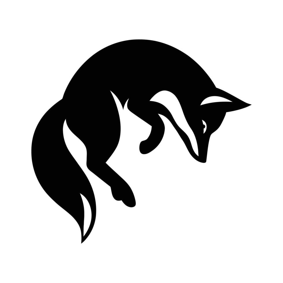 Stylized Fox Logo Design for Branding and Wildlife Themes, Elegant Fox Silhouette Emblem in Monochrome vector