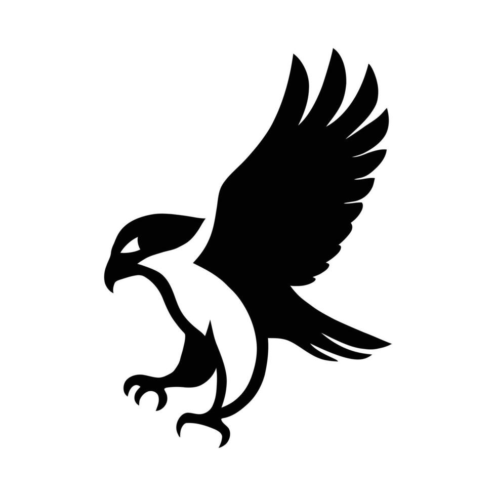 Majestic Bald Eagle Soaring Silhouette Illustration, Silhouette of a Bald Eagle in Motion, Style vector