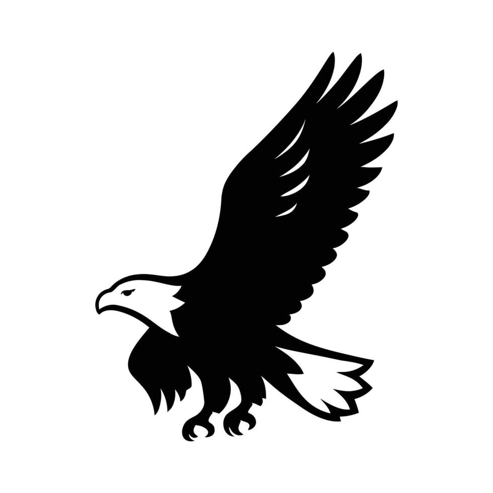 Illustration of a Soaring Bald Eagle Silhouette, Patriotic Eagle Silhouette for Logo and Design Use vector