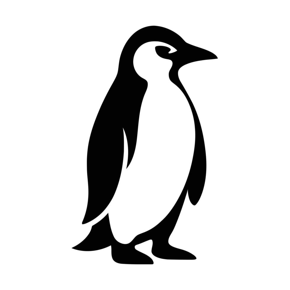 Simple Black and White Silhouette of a Penguin Black White Penguin Silhouette Illustration, Penguin Minimalist Black Silhouette, vector