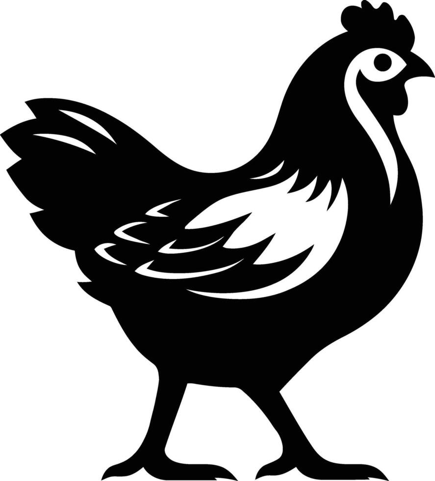 Stylish black and white silhouette of a hen, Elegant Black and White Hen Silhouette vector