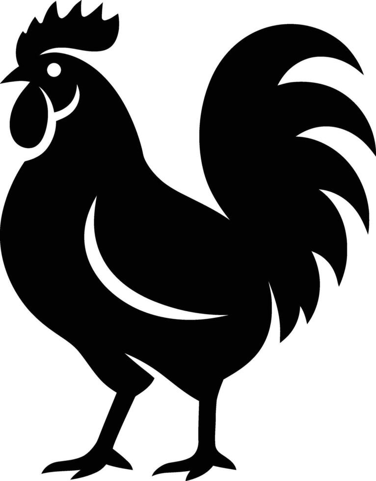 Simple Silhouette of a Rooster, Basic Rooster Silhouette in Black vector
