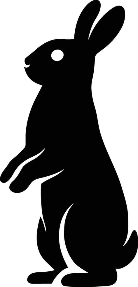 Standing Rabbit Silhouette Art, Black Rabbit Profile Silhouette. vector