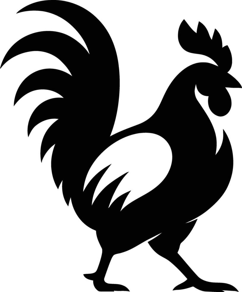 Bold Black Rooster Silhouette, Perfect for Farm or Logo Design, Strong Black Rooster for Logo or Farm Design vector