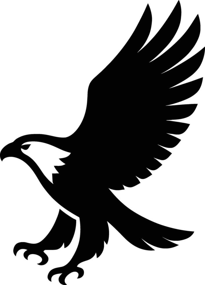 Flying Eagle Silhouette for Bold Design Projects, Powerful Eagle for Graphics Use. vector