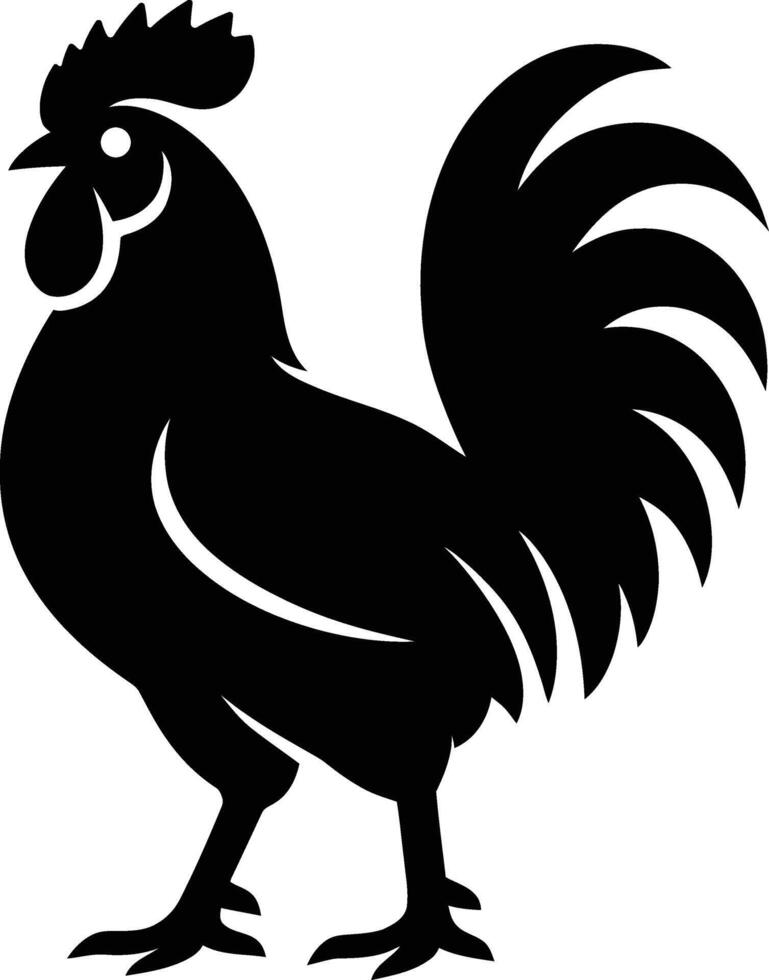 Elegant Black Silhouette of a Rooster, Sophisticated Black Rooster Silhouette vector