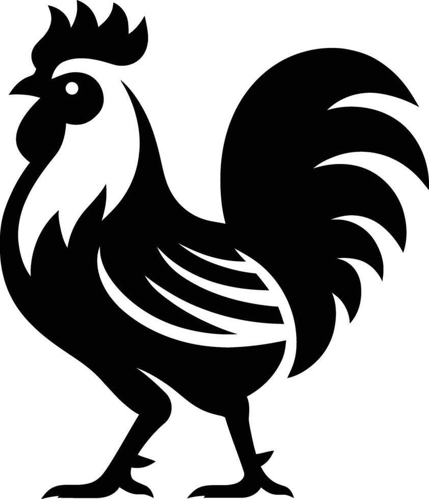 Silhouette of a Rooster, Perfect for Farm-Themed Design, Black and White Rooster for Farm Design vector
