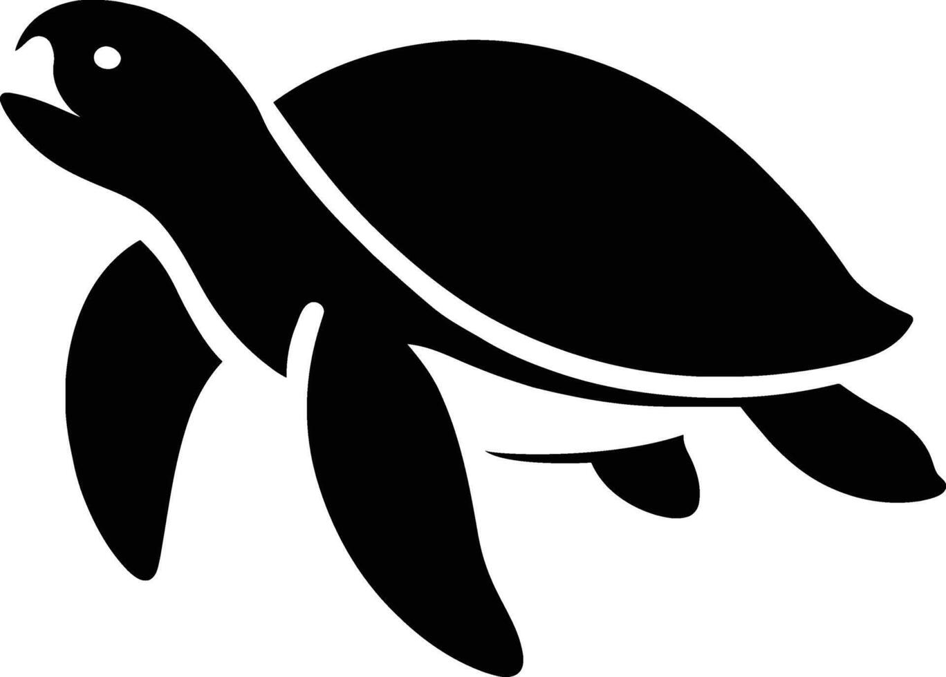 Simple Turtle Silhouette Design, Black Turtle Outline Art. vector