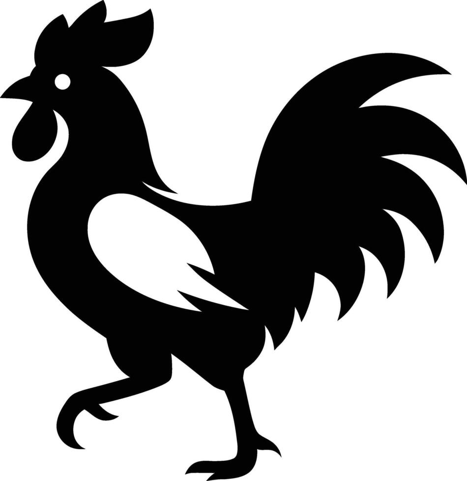 Simple black and white rooster silhouette, Clean Black and White Rooster Silhouette vector