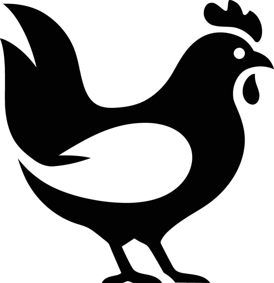 Simple Black Silhouette of a Rooster, Basic Rooster Silhouette in Black vector