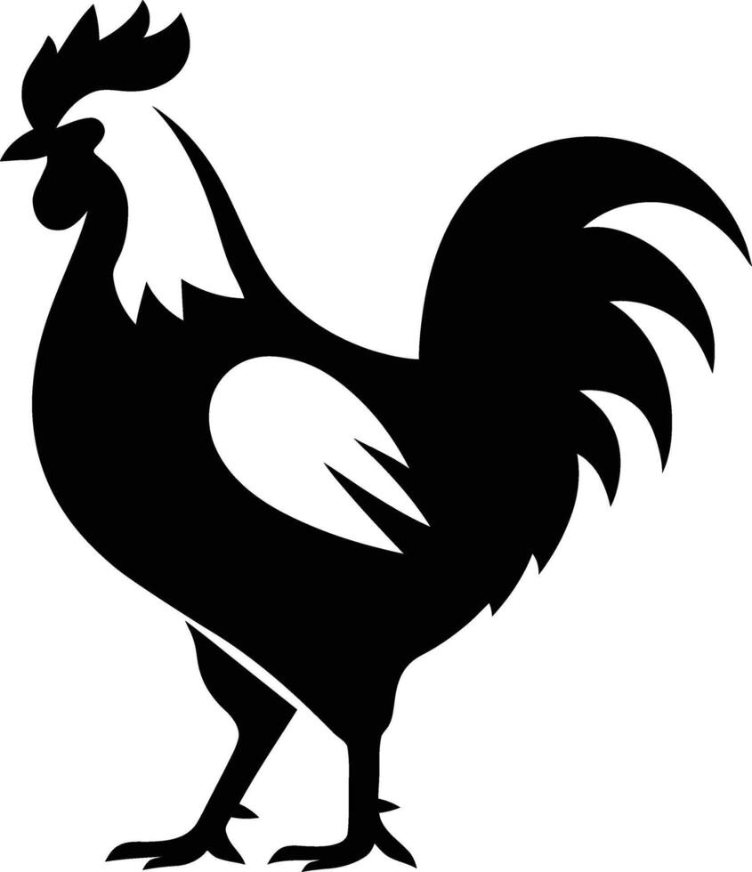 Simple Black Silhouette of a Rooster, Minimalist Black Rooster Silhouette vector