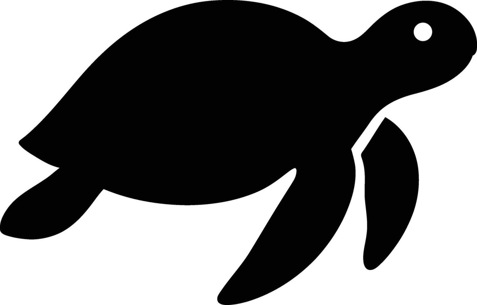 Sea Turtle Minimal Silhouette, Elegant Sea Turtle Black Silhouette. vector