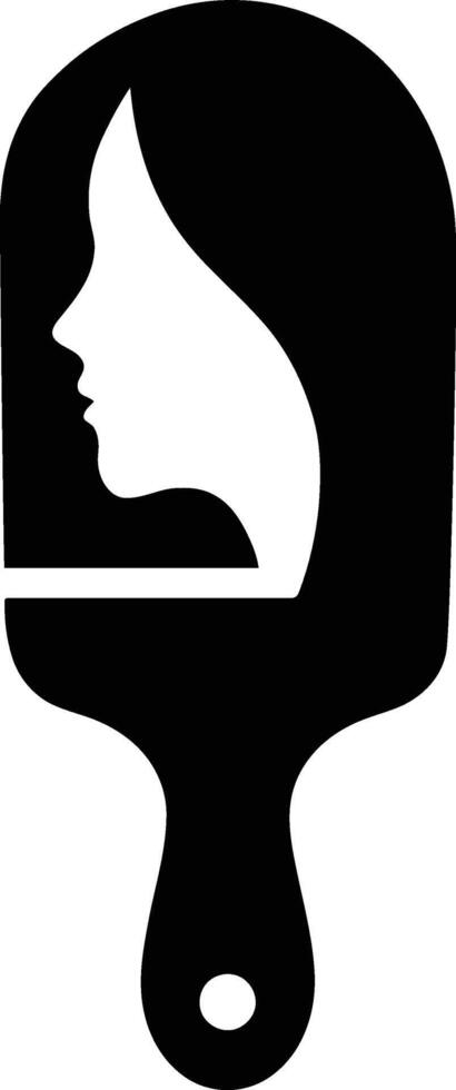 Woman Face Silhouette on Hairbrush, Elegant Beauty Silhouette Design. vector