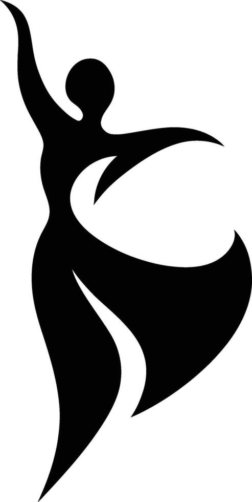 Dancing Figure Graceful Silhouette, Elegant Dancer Silhouette Art. vector
